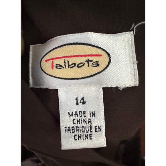 Talbots Vintage Strapless Brown Embroidered Dress Y2K Neutral Cotton Size 14 - Picture 4 of 5